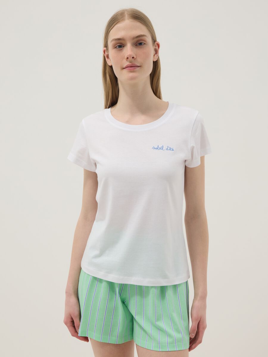 Pigiama corto in puro cotone multicolor regular fit_1