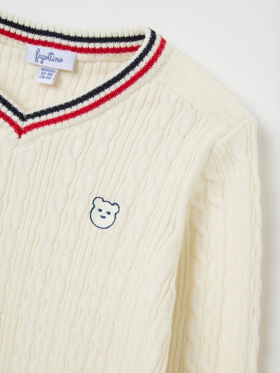 Children's jumper in pure white cotton regular fit_3