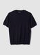 T-shirt a maniche corte in misto cotone, lino e seta blu regular fit_4