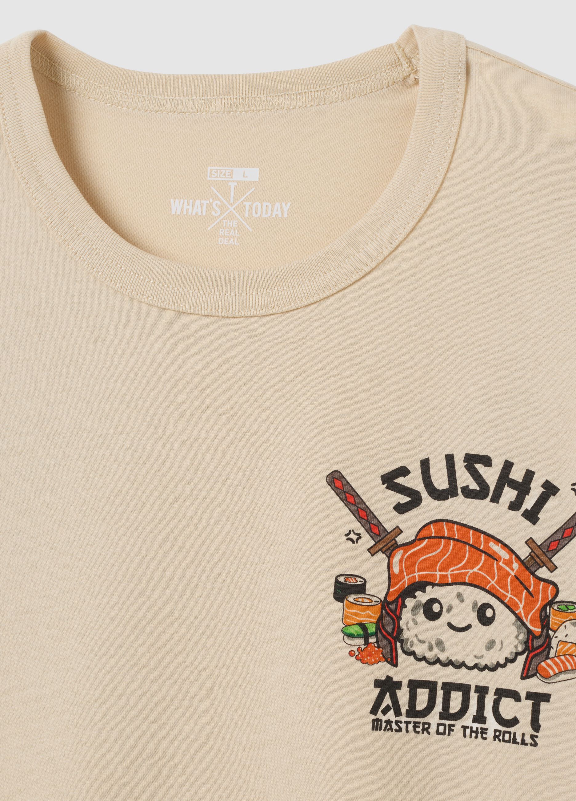 Beige regular fit pure cotton t-shirt