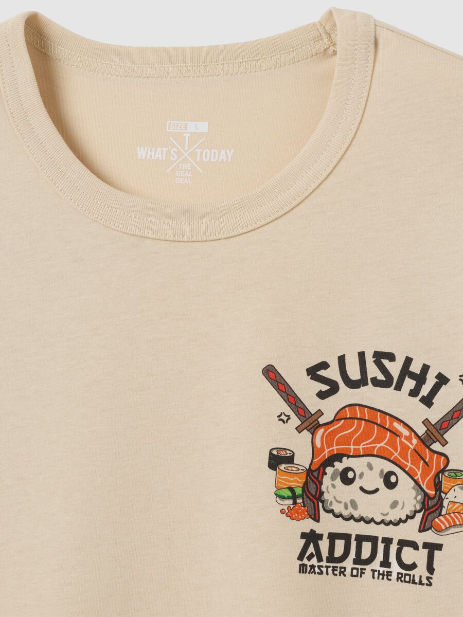 Beige regular fit pure cotton t-shirt_5