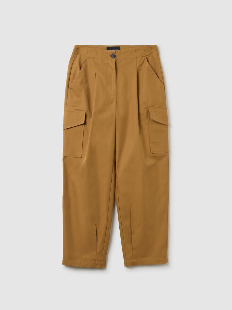 Brown Cotton Blend Regular Fit Trousers_4
