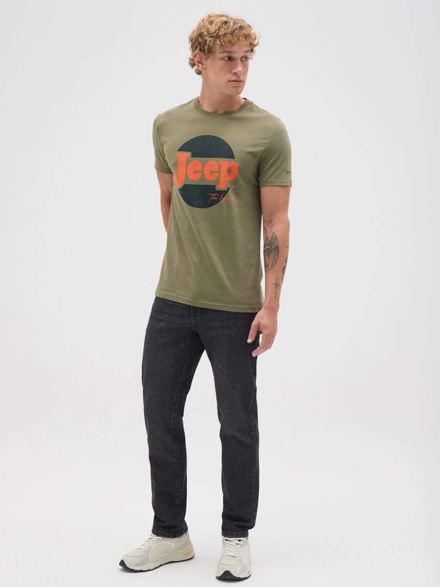 Men's green pure cotton T-shirt regular fit with print_1