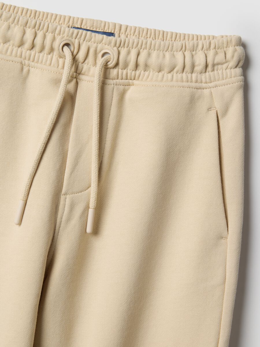 Children's beige jogger trousers in pure cotton regular fit_2