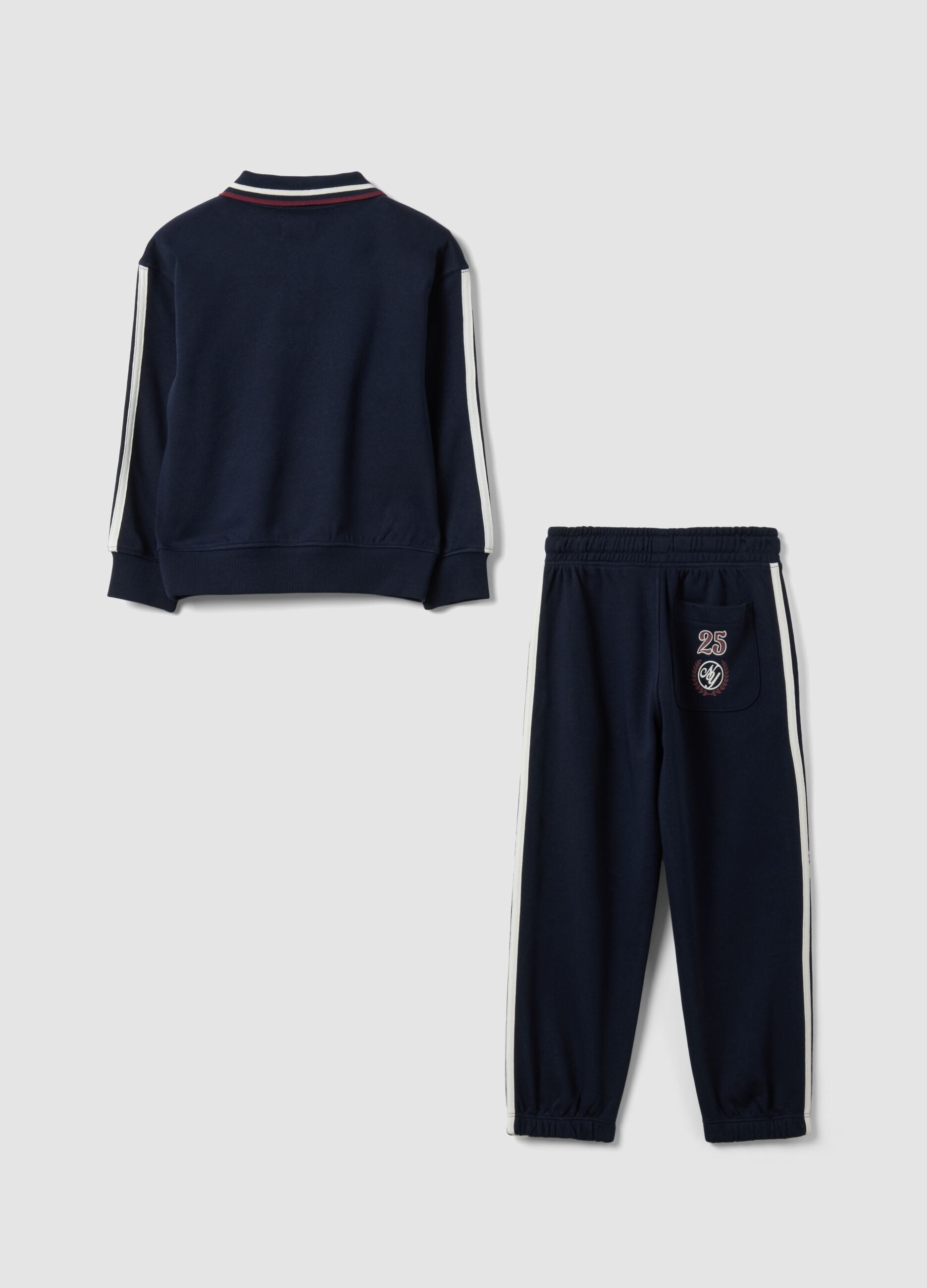 Blue cotton-blend tracksuit with crew neck