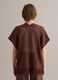 Cardigan marrone in misto viscosa a rete con frange_2