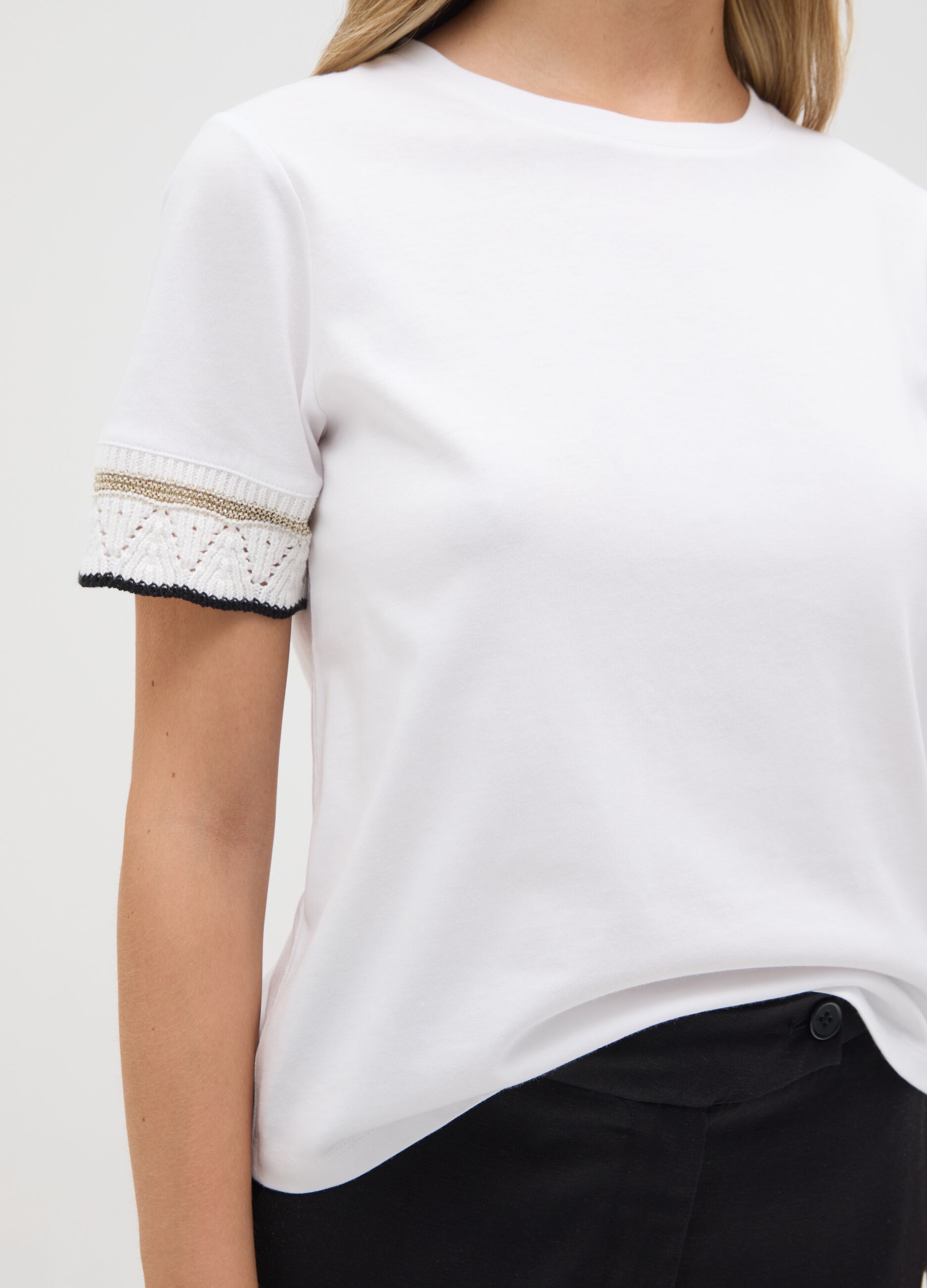 T-shirt da donna in puro cotone bianca regular fit