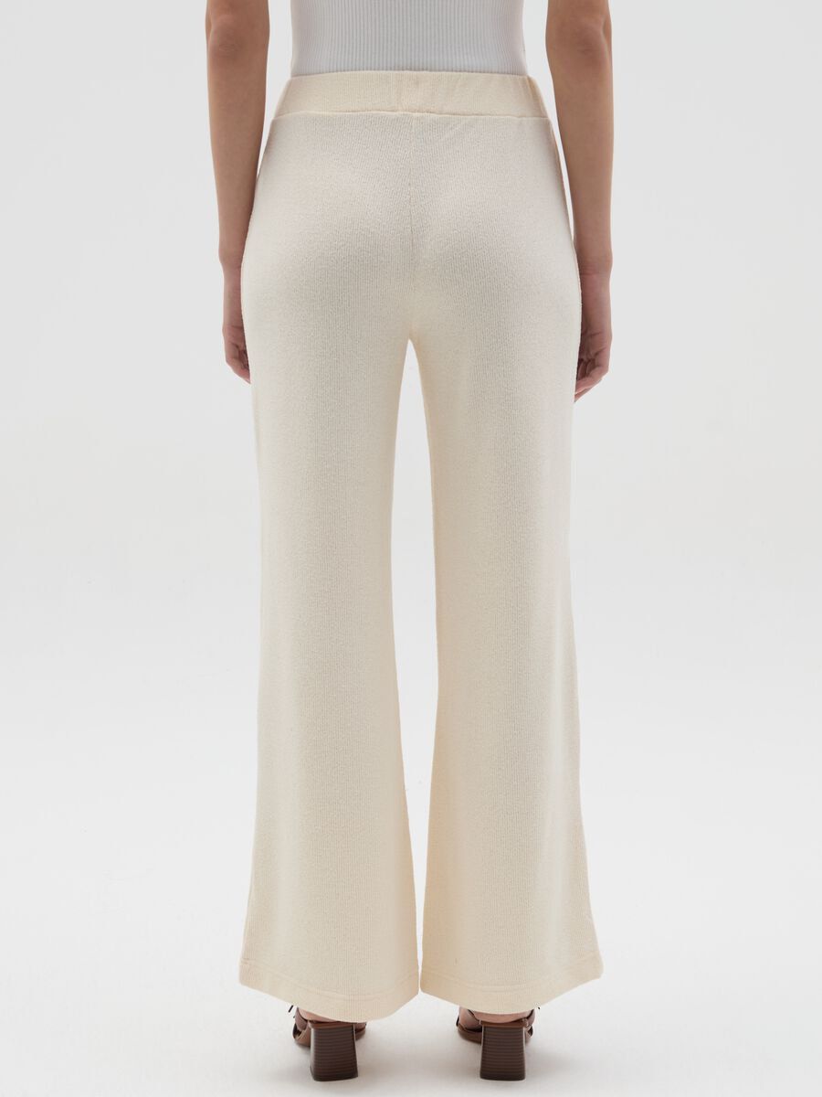 Cream waffle-weave knit trousers_3