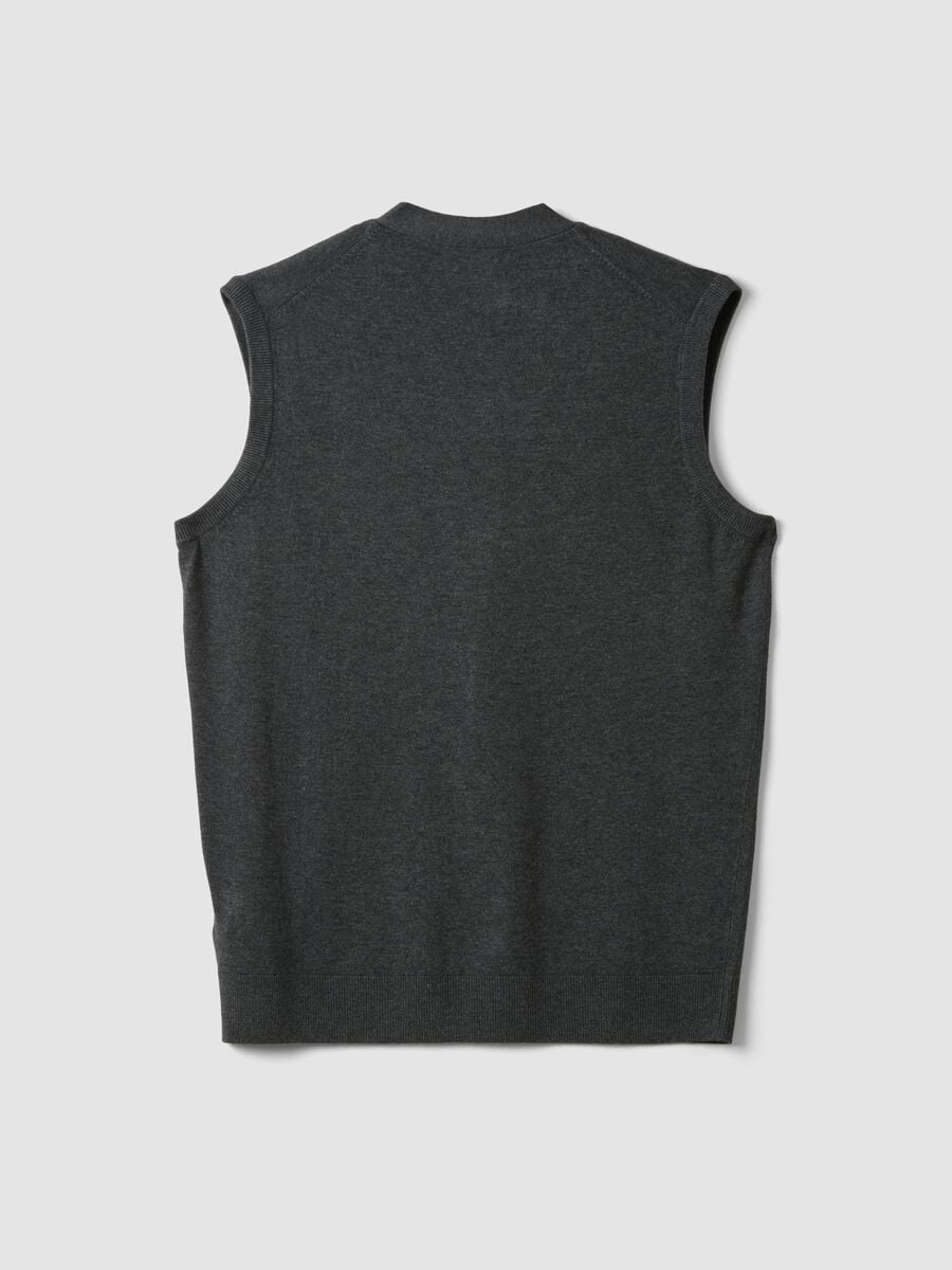 Grey viscose-blend waistcoat with deep V-neck regular fit_5