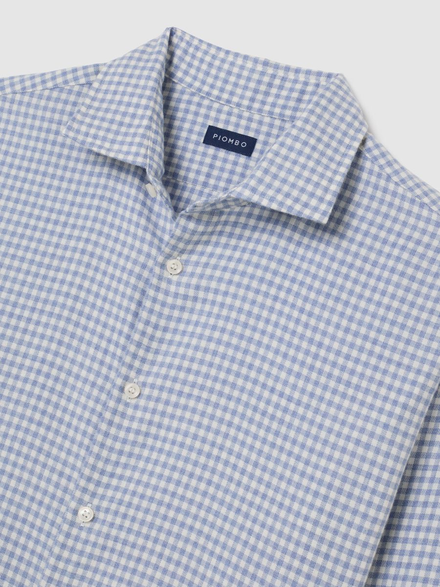 Camicia in misto cotone azzurra regular fit_5