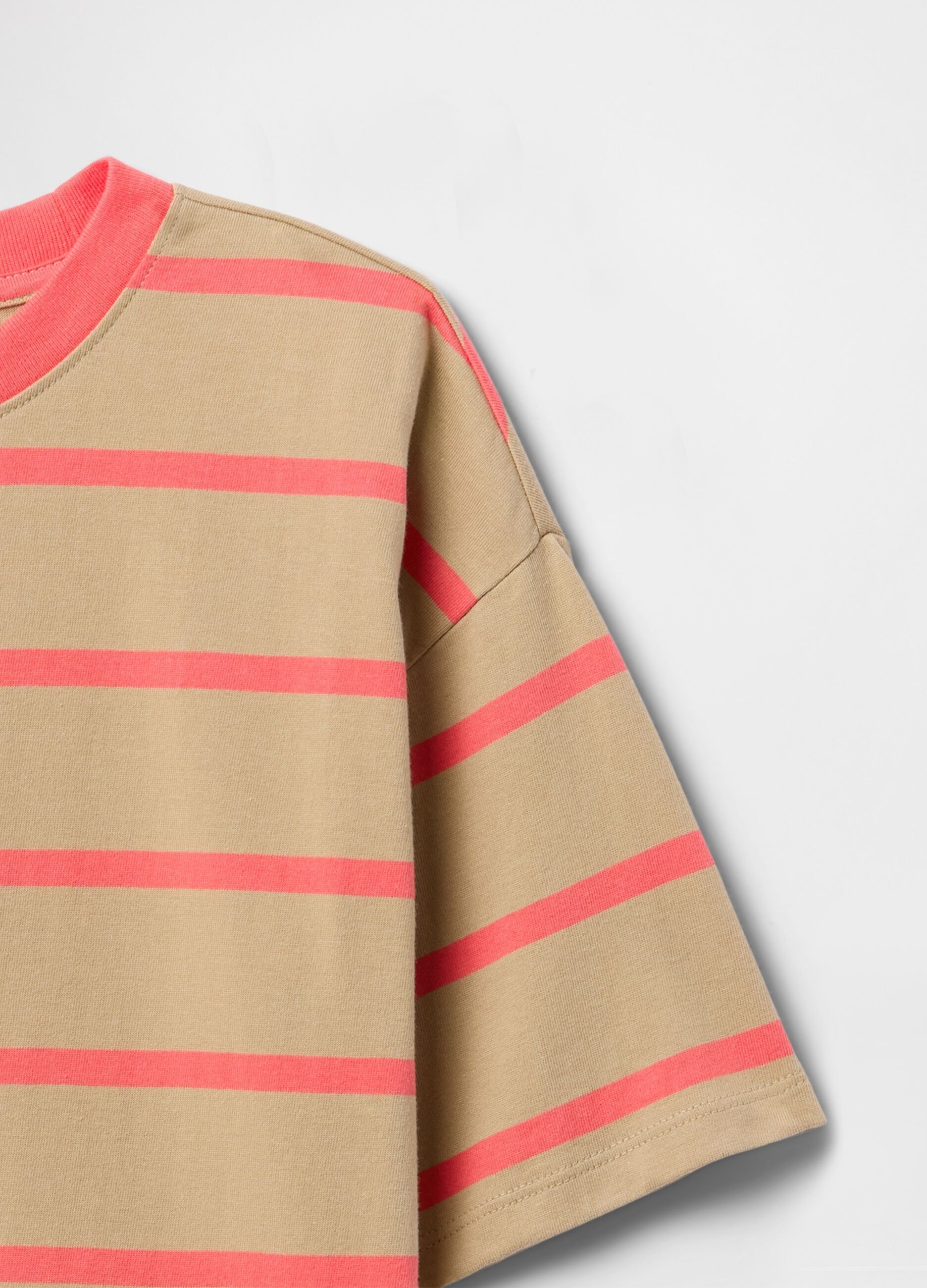 Beige and pink striped t-shirt