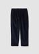 Pantaloni chino blu in cotone elasticizzato baggy fit a coste_0