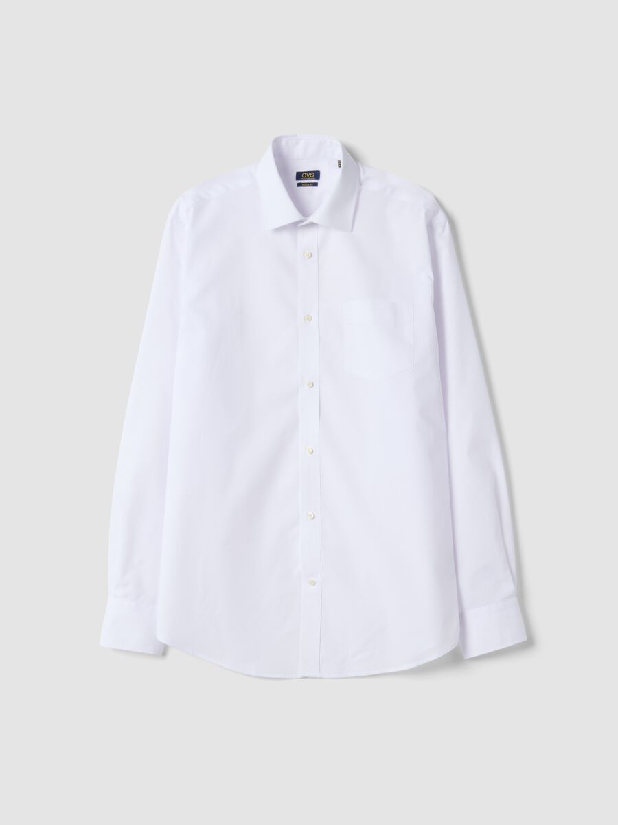 White regular-fit shirt with classic collar, easy iron_0
