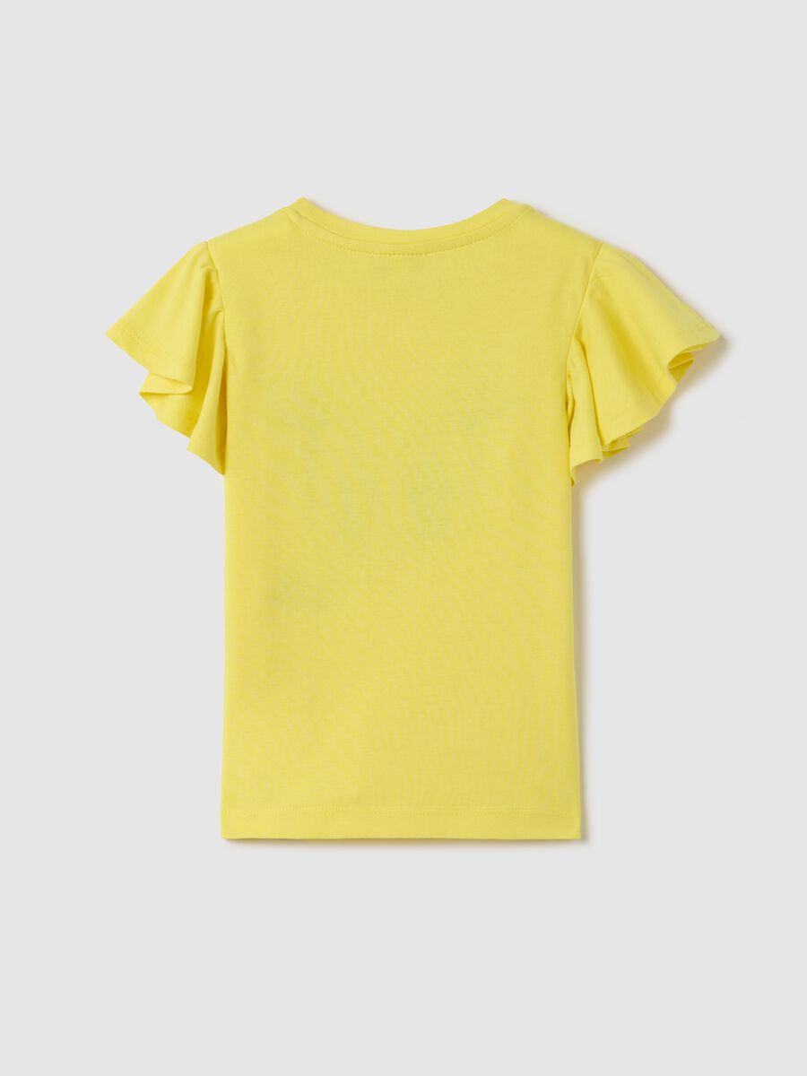 Yellow T-shirt with Tweetie Pie embroidery in cotton_1