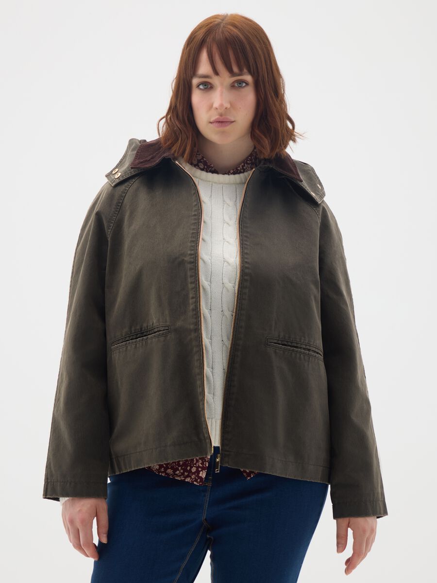 Brown Cotton Blend Jacket Regular Fit_0