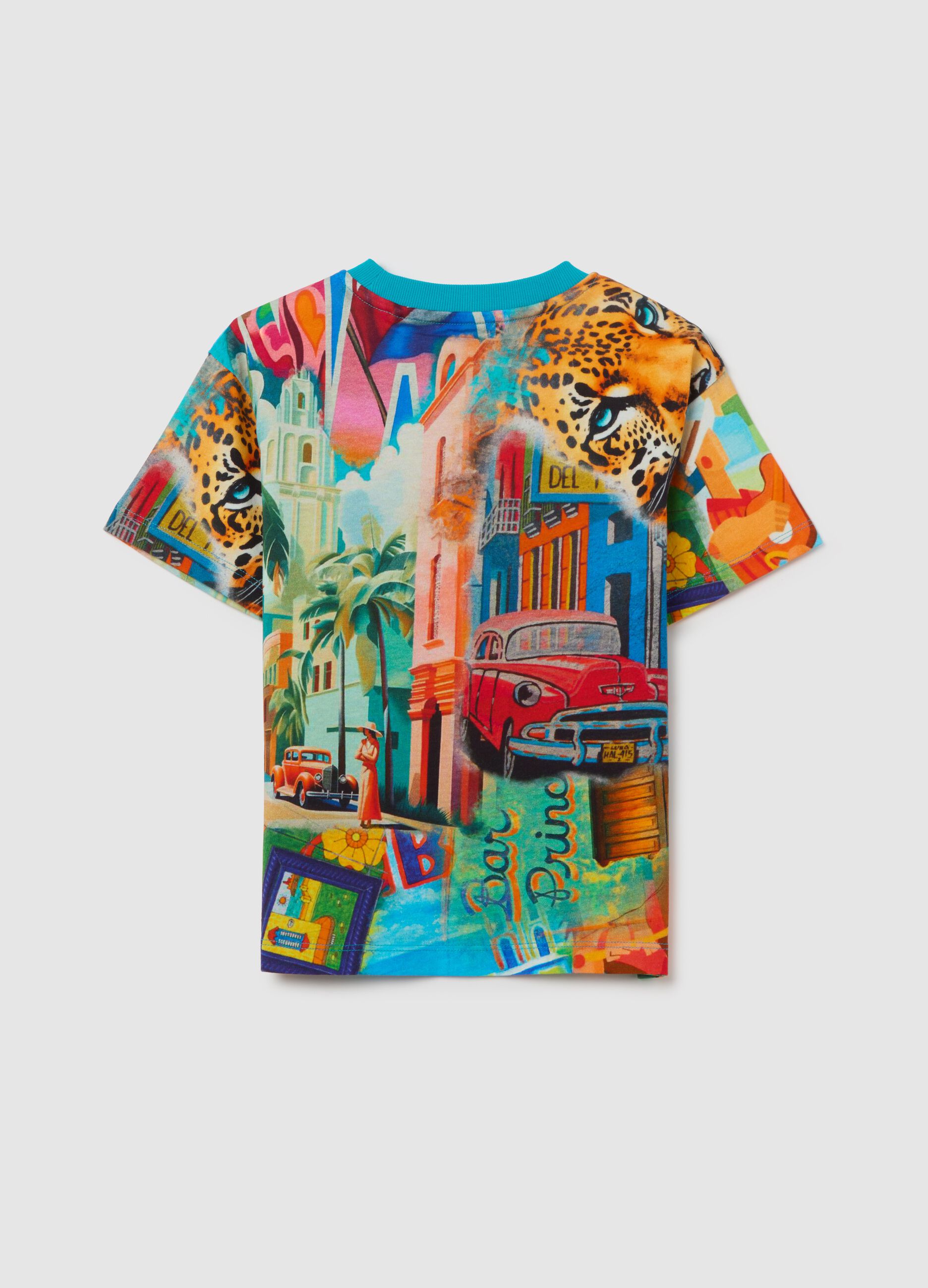Children's multicoloured pure cotton regular fit T-shirt with print