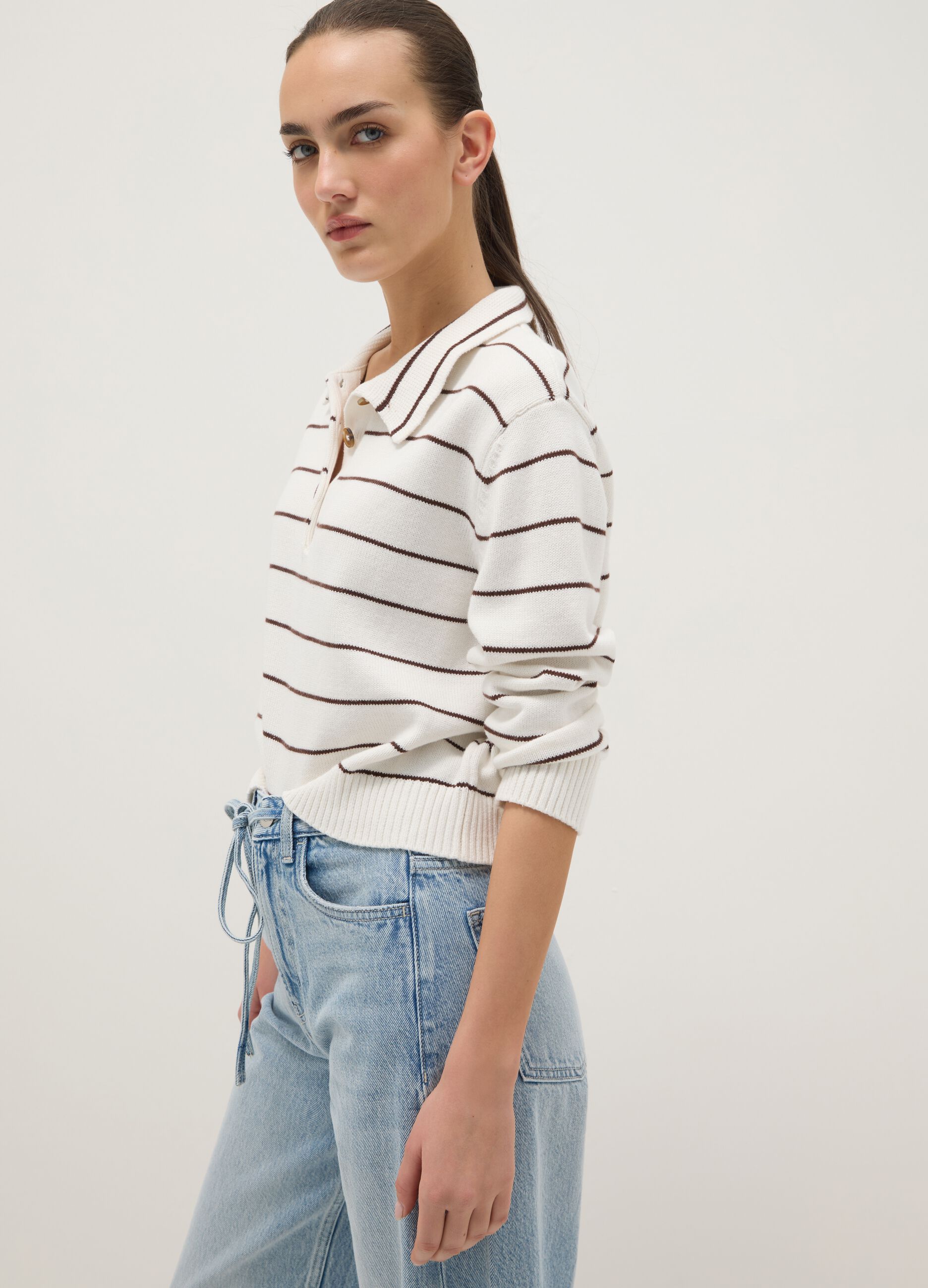 Multicolour striped pure cotton jumper regular fit