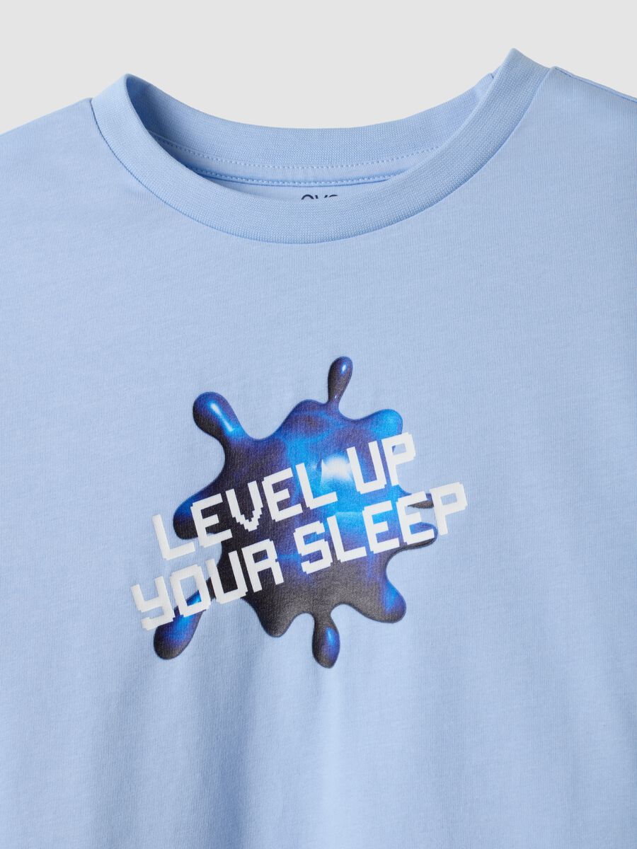 Light blue pure organic cotton crew-neck printed pyjamas for boys_2
