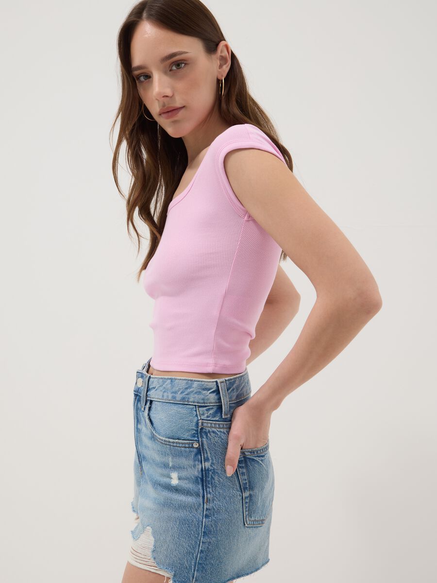Pink stretch-cotton T-shirt_3