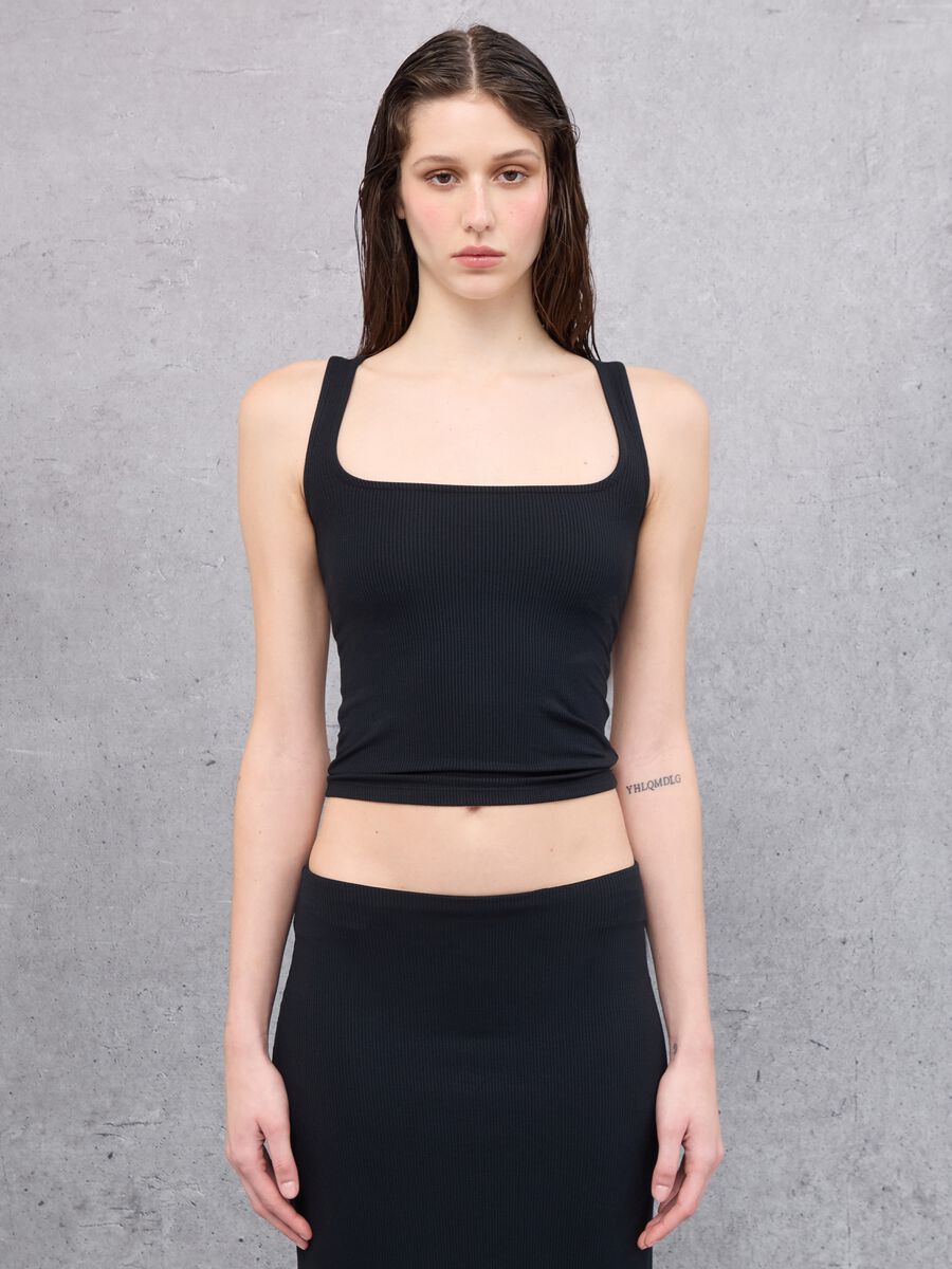 Square Neck Black Tank Top_1