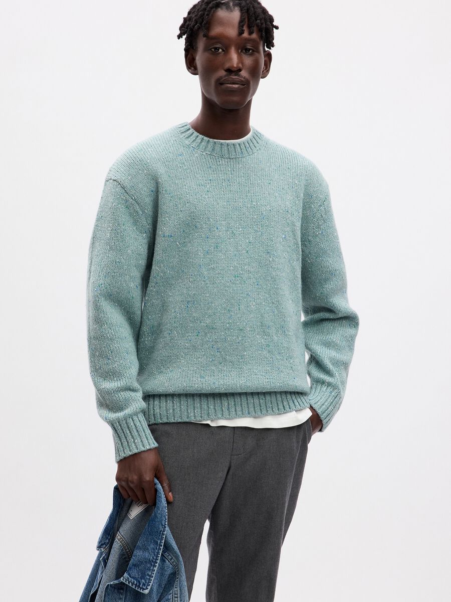 Pullover girocollo con effetto mouline_0