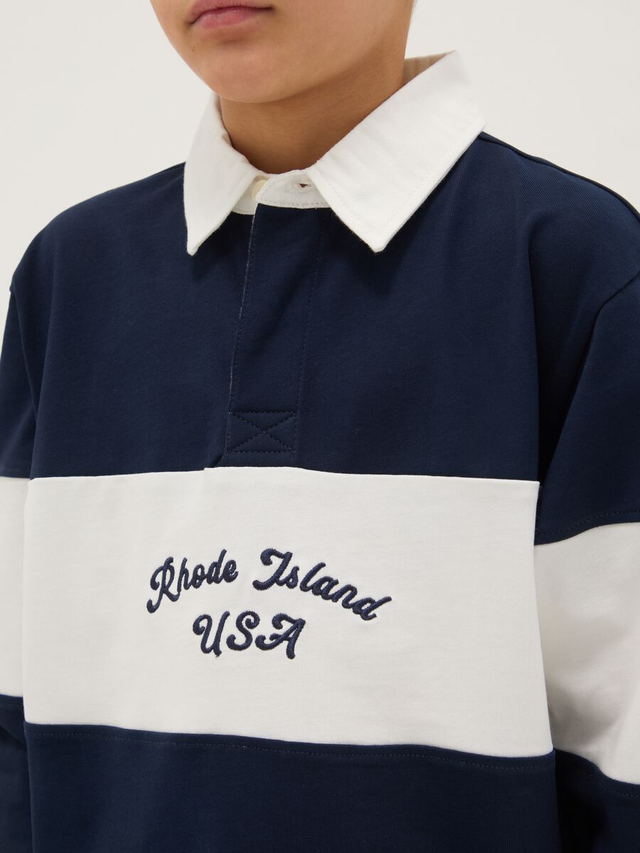 Maglia polo in puro cotone a righe multicolor da ragazzo regular fit_2