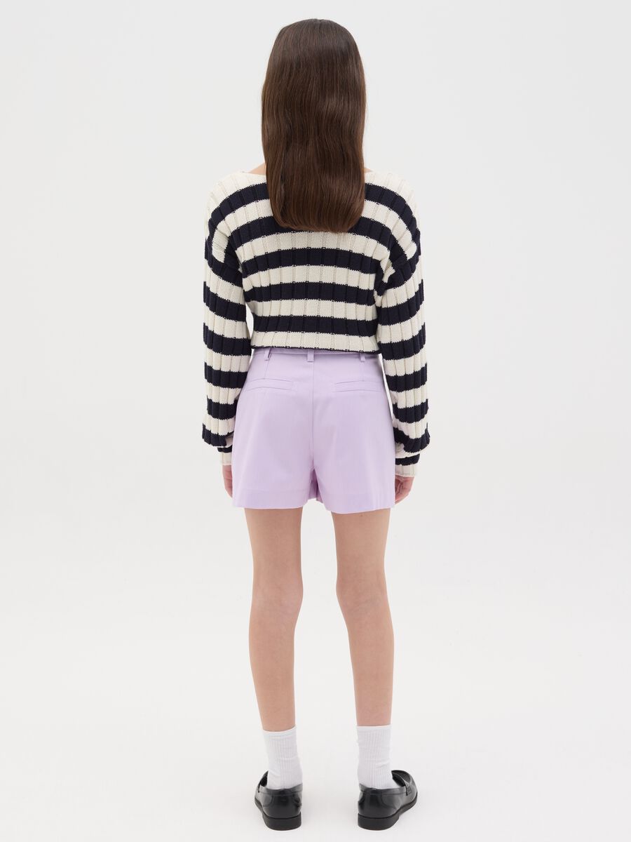 Purple shorts with darts and pockets_3