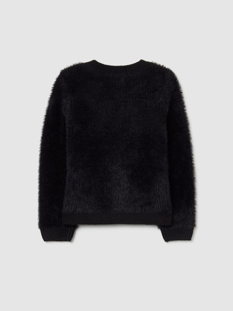 Girls' black regular fit cardigan with buttons_1