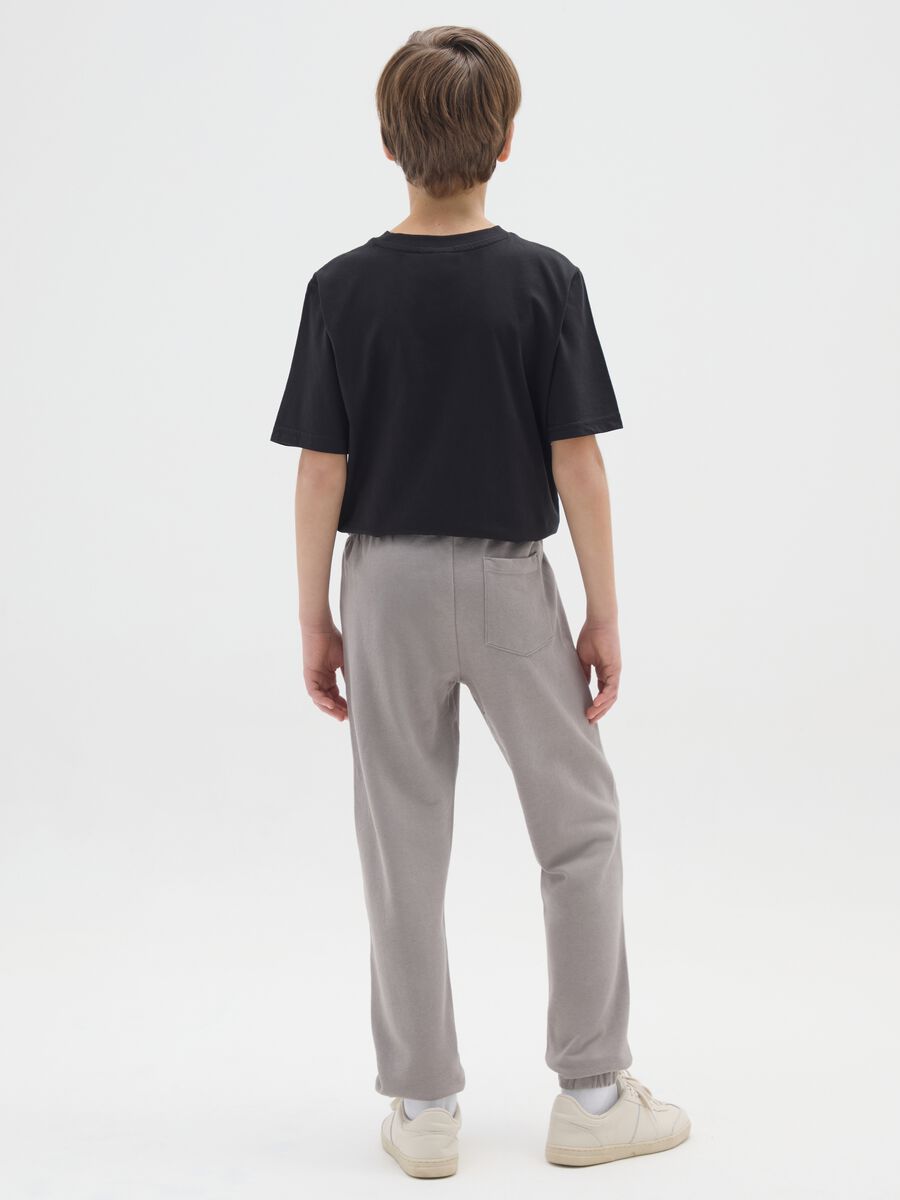 Jogger da ragazzo in puro cotone grigio regular fit_1