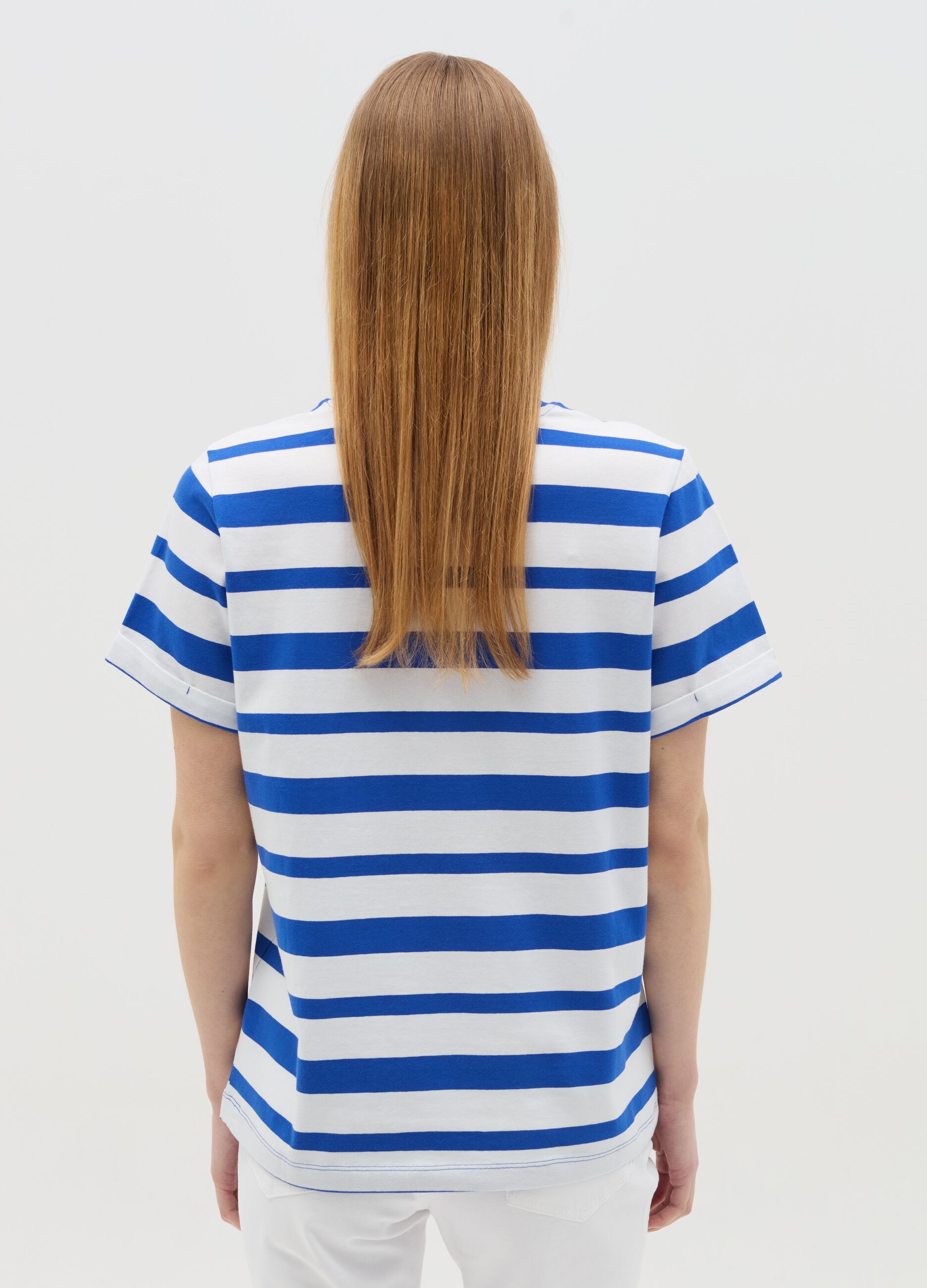 Striped maternity T-shirt with V neck