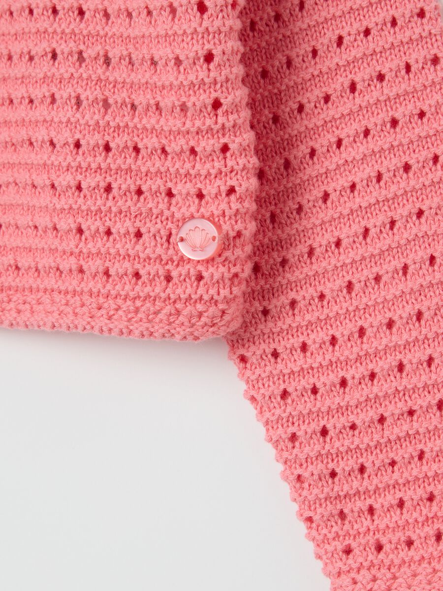 Pink cardigan in openwork cotton_2