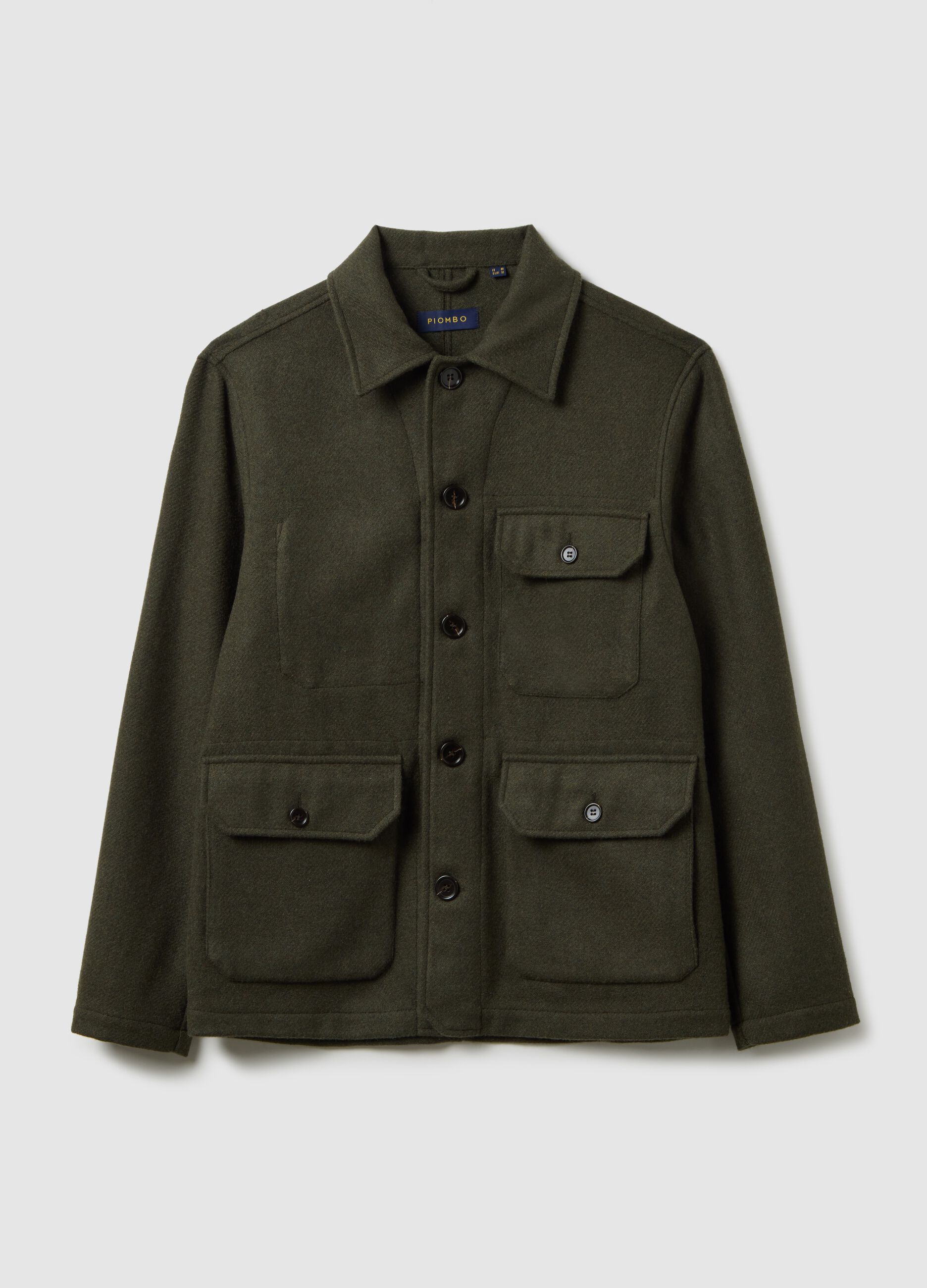 Giacca in misto lana verde regular fit