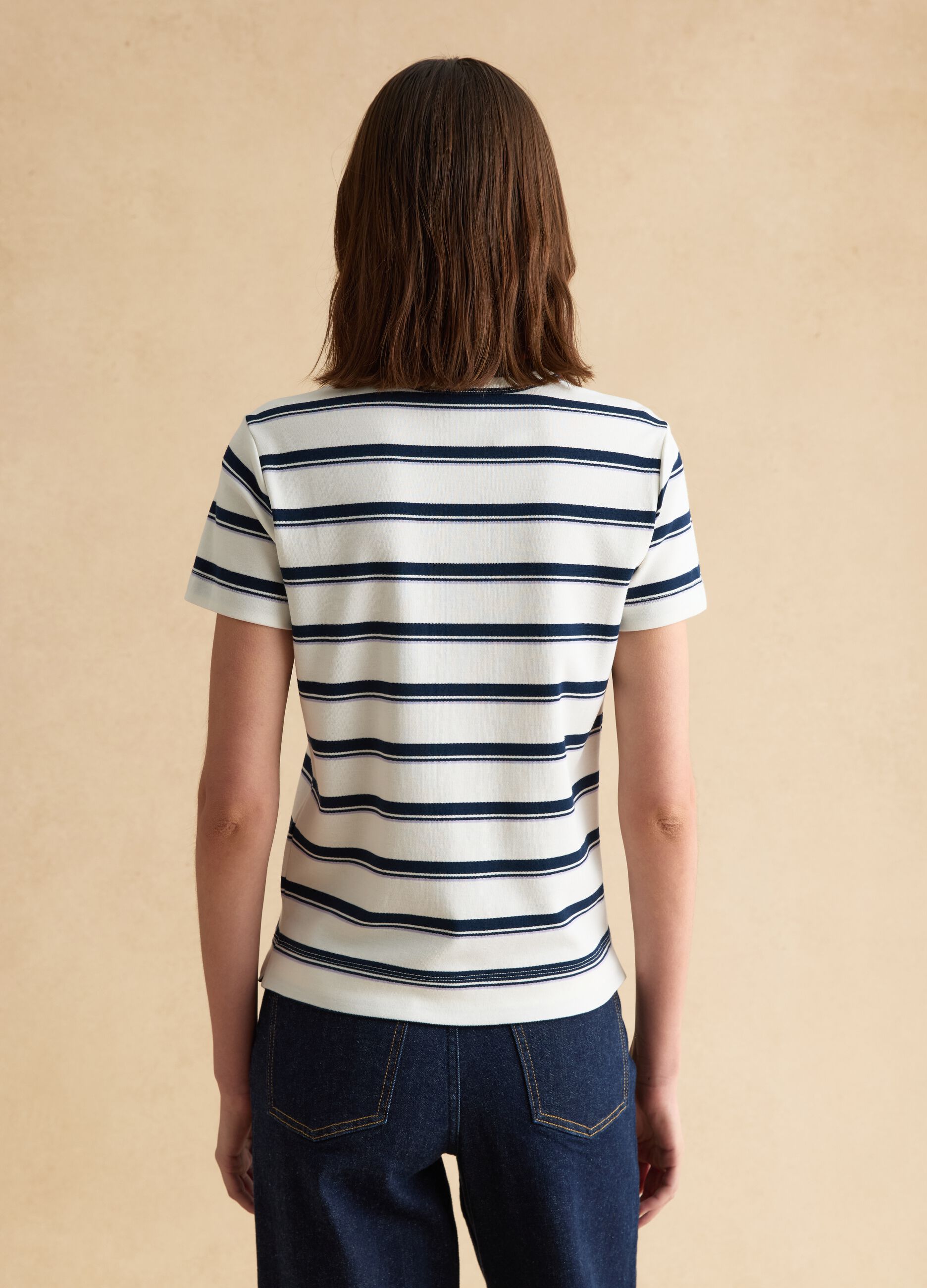 Multicolour striped cotton blend t-shirt regular fit