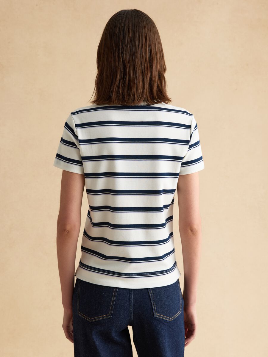 T-shirt in misto cotone a righe multicolor regular fit_3