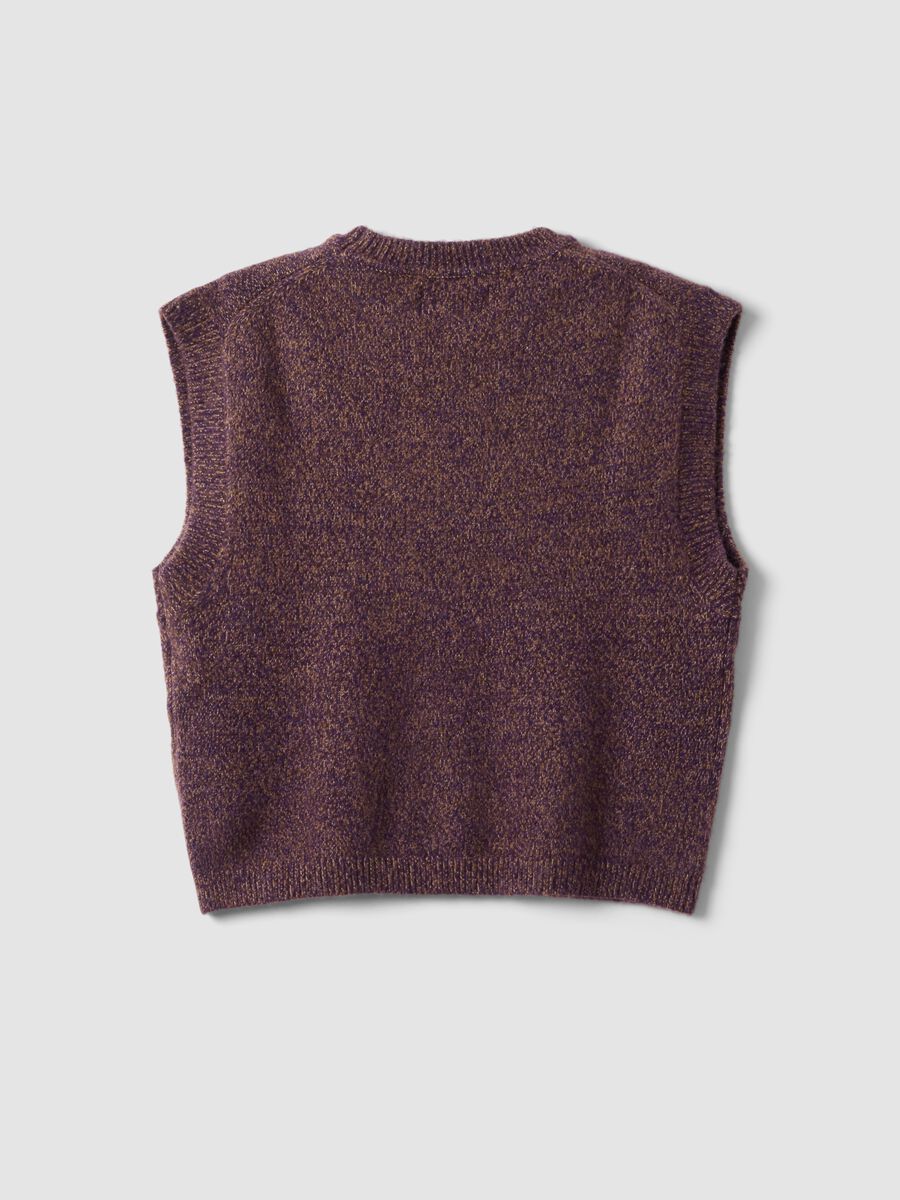 Brown crew-neck gilet in lyocell and wool blend_6