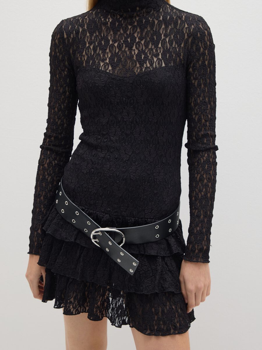 Abito nero regular fit in pizzo_2