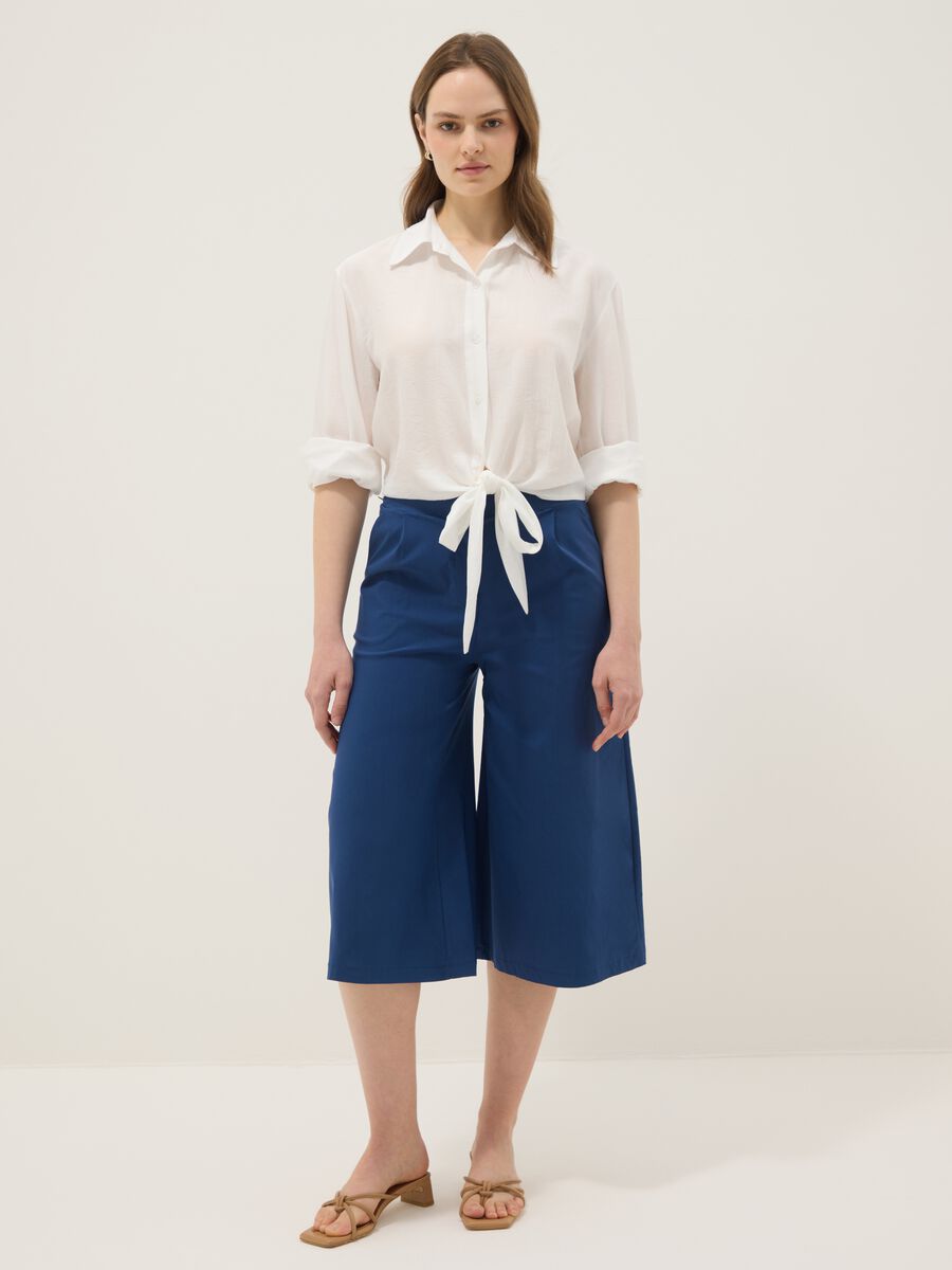 Pantaloni jogger in misto viscosa elasticizzata blu regular fit_0