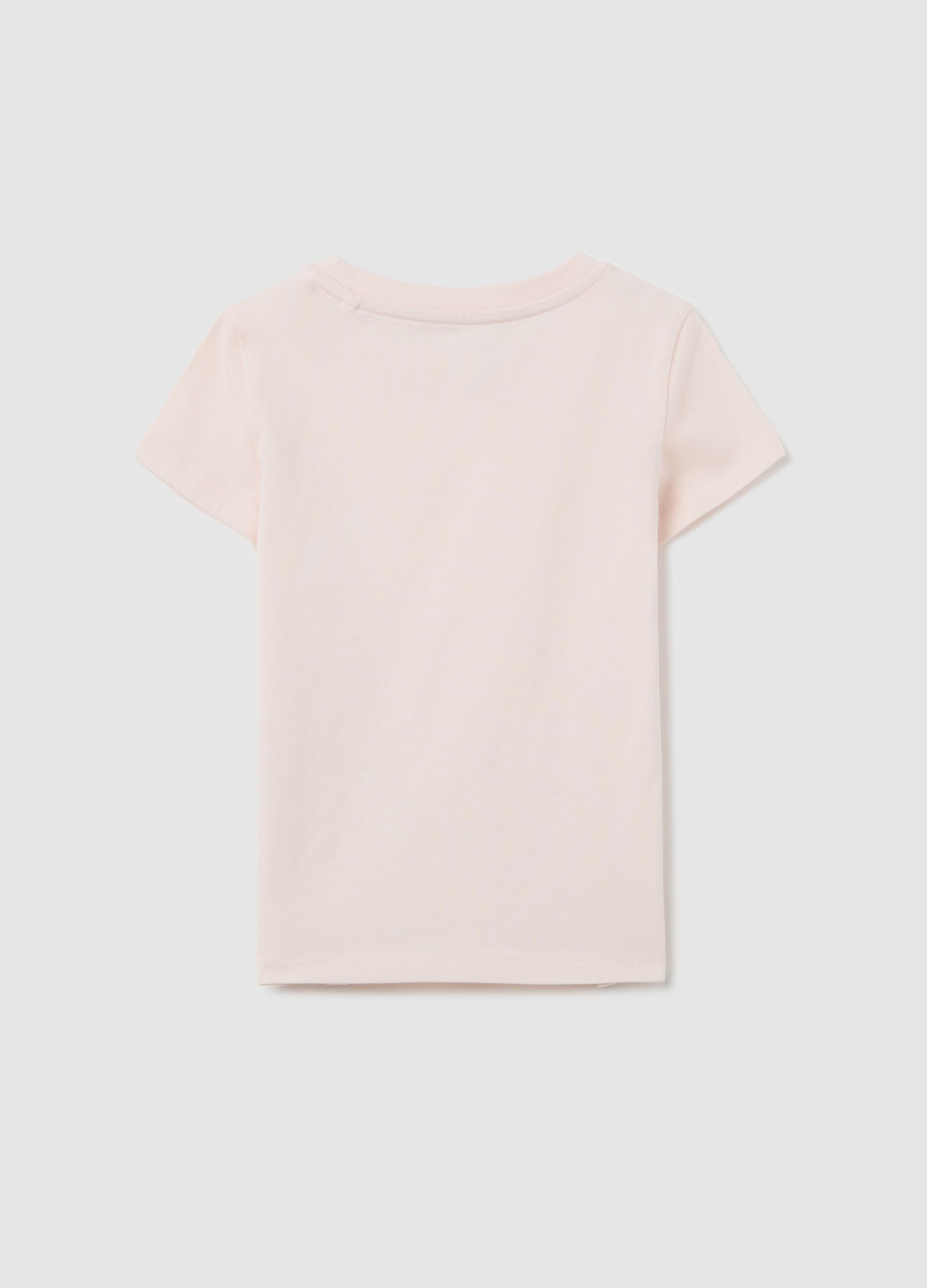 Pink T-shirt in cotton with glitter print