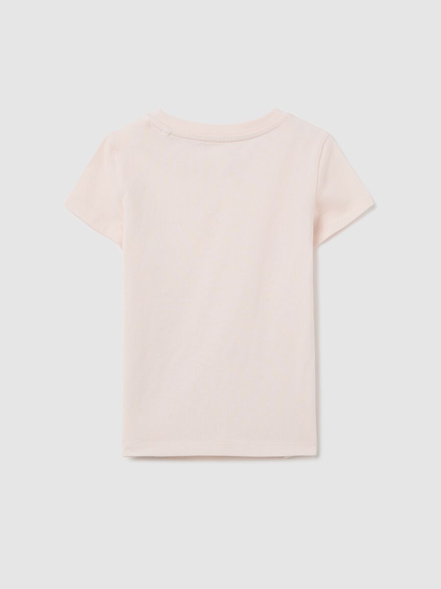 Pink T-shirt in cotton with glitter print_1