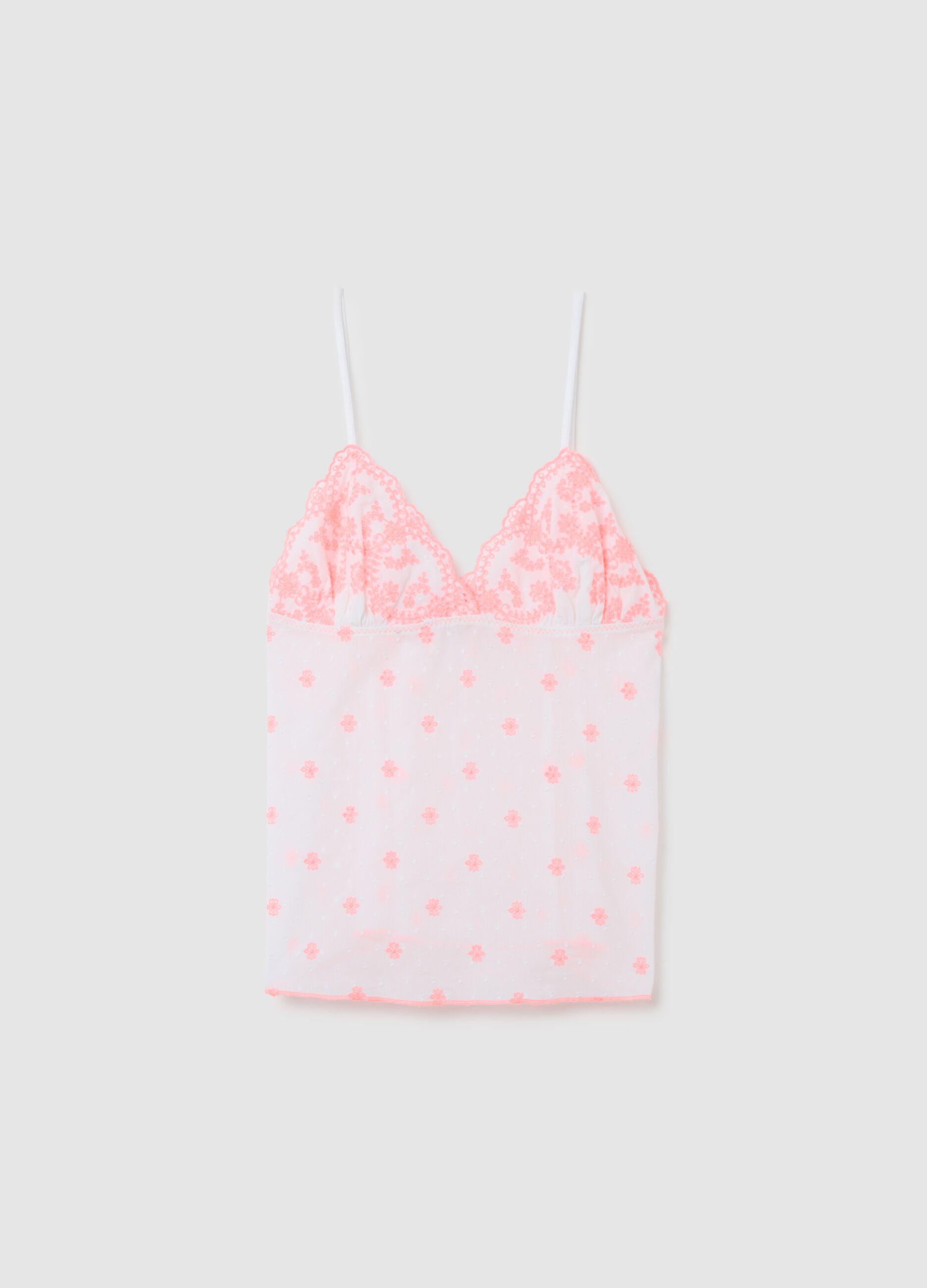 Women's multicolour pure cotton vest, regular fit with embroidery
