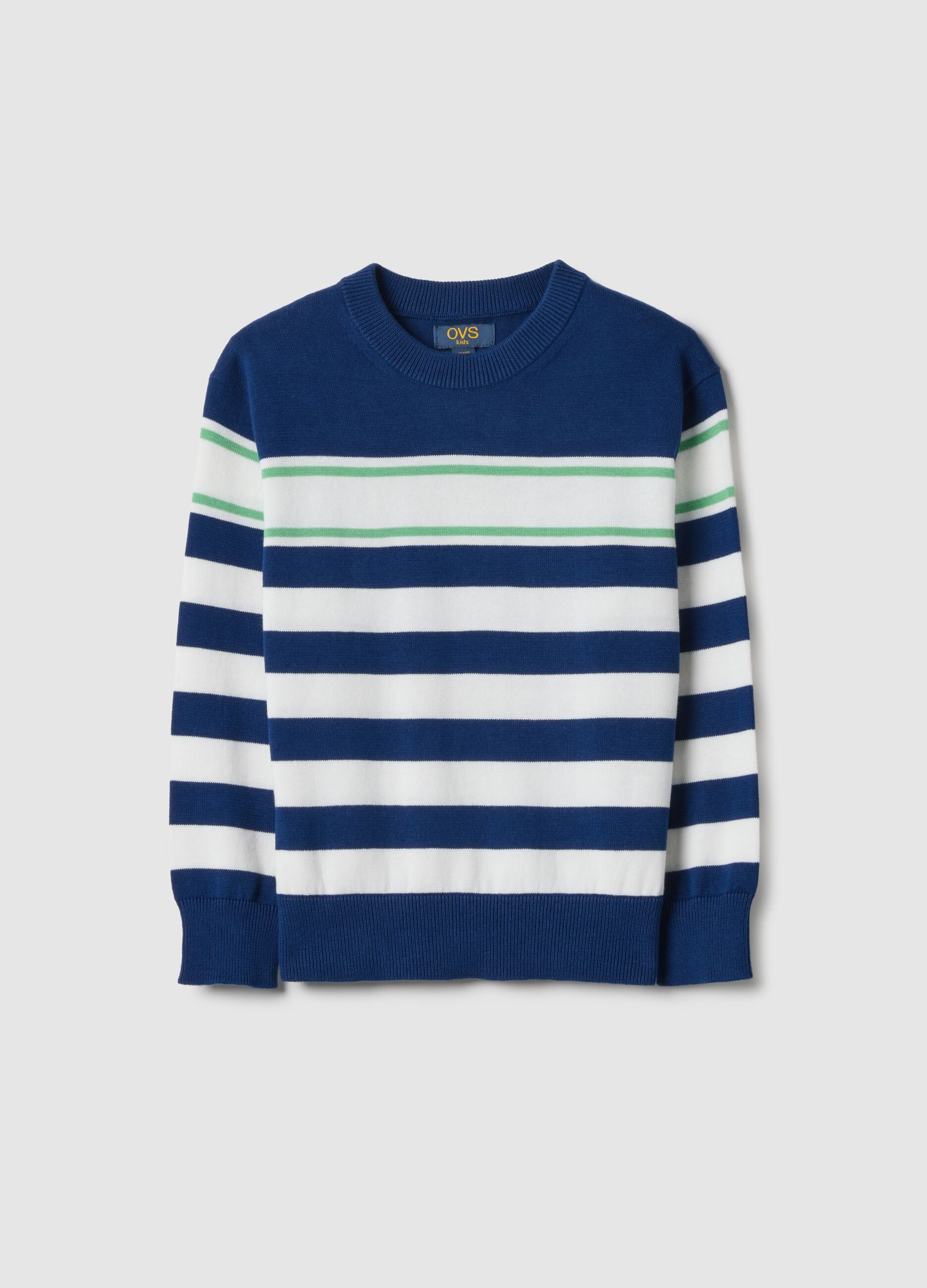 Children's regular fit striped sweater in multicolor pure cotton