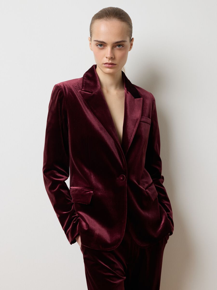 Red Velvet Slim Fit Blazer_1