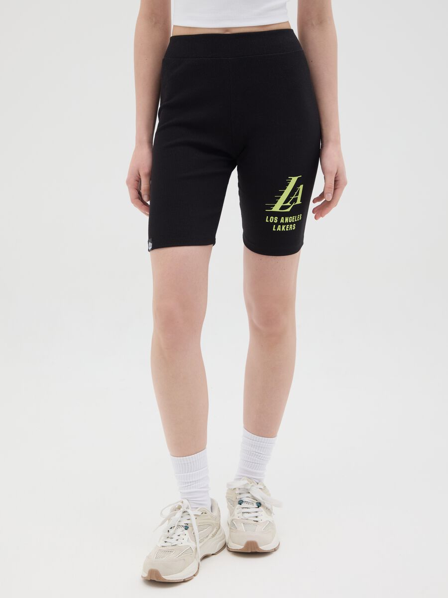 Black cycle shorts with NBA Los Angeles Lakers print_1