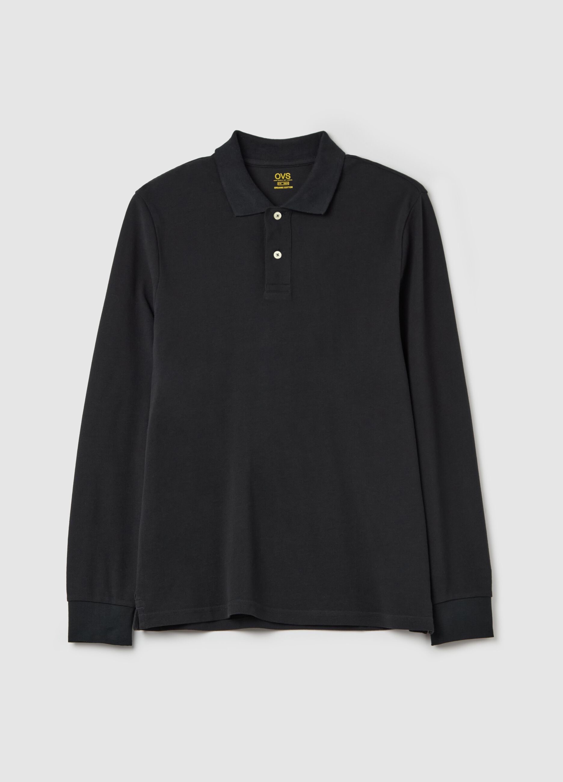 Long-sleeved polo shirt in organic cotton