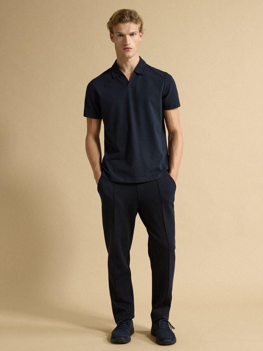 Polo blu in cotone elasticizzato 2 Way Stretch regular fit_2
