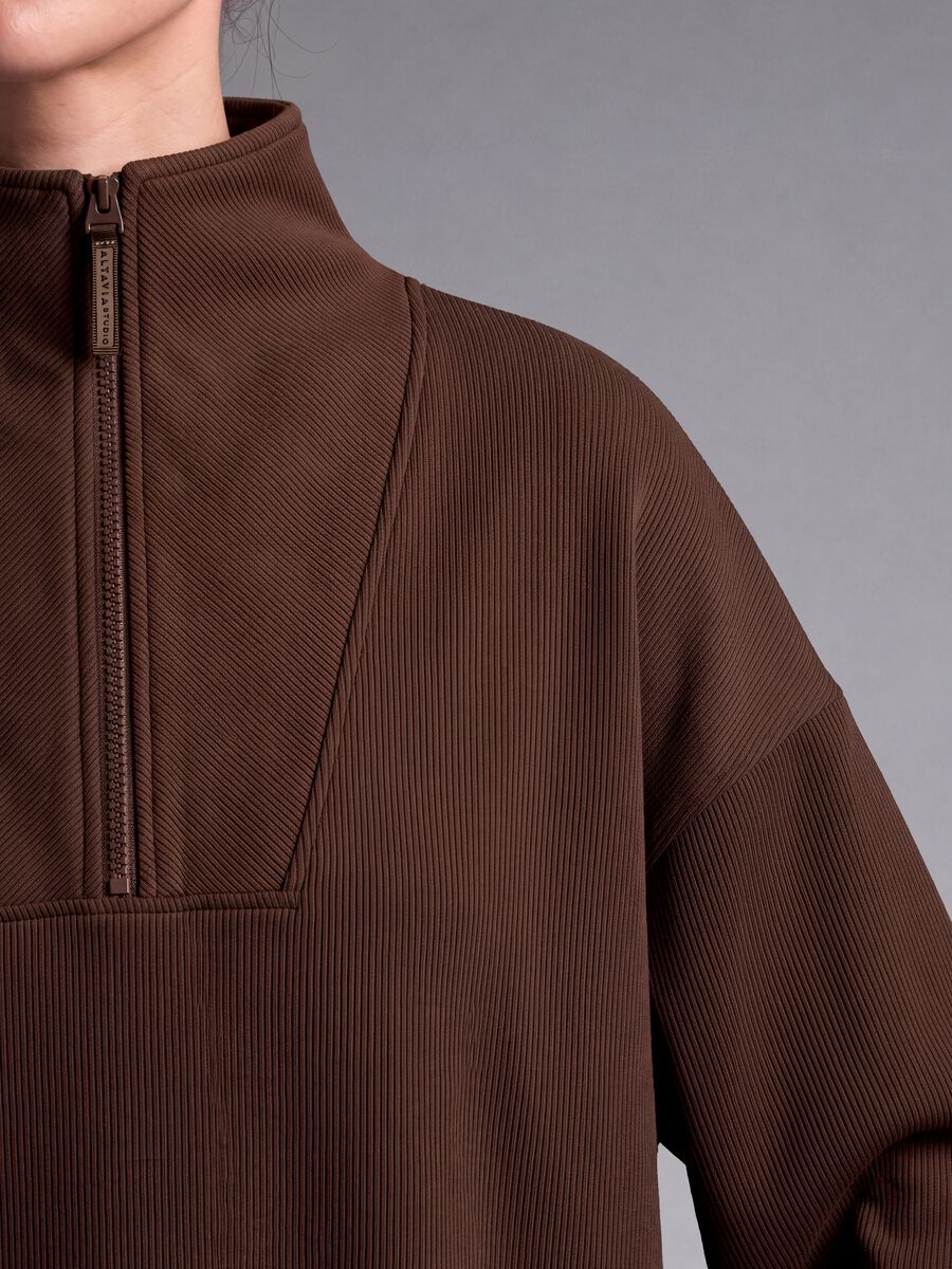 Felpa marrone in modal elasticizzato con girocollo ALTAVIA STUDIO_1