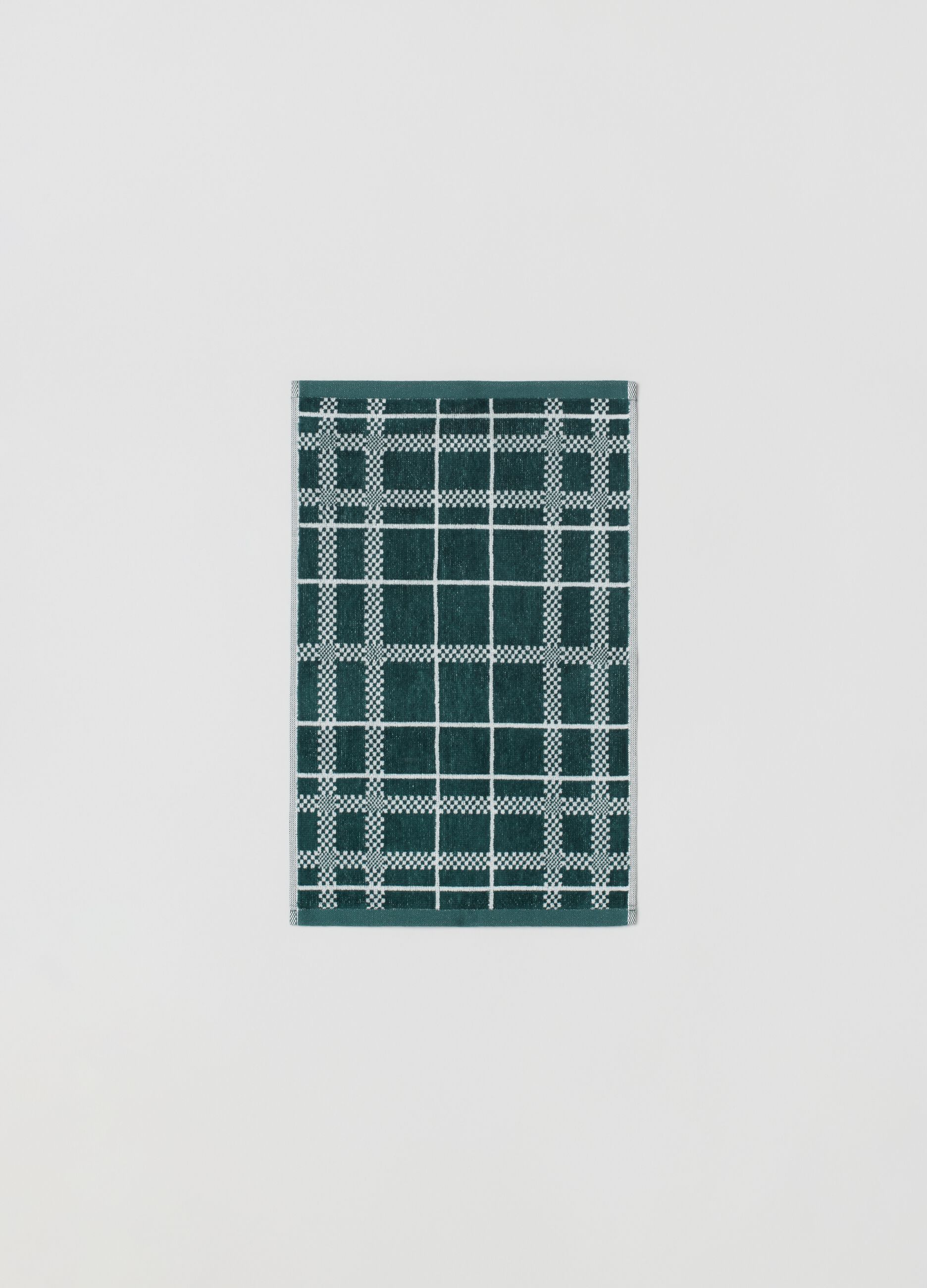 Asciugamano ospite 30x50 squares verde scuro velour_1