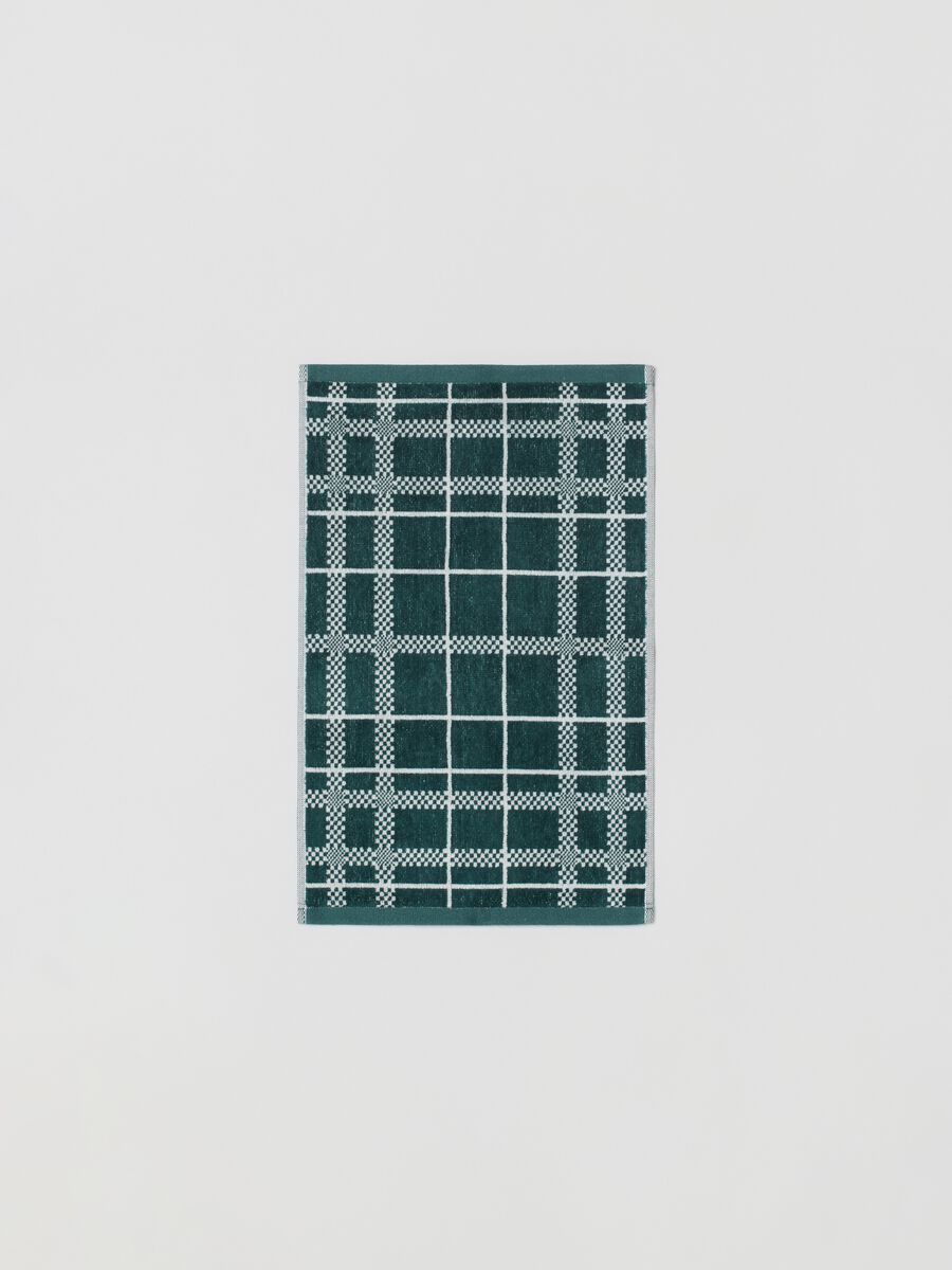 Asciugamano ospite 30x50 squares verde scuro velour_1