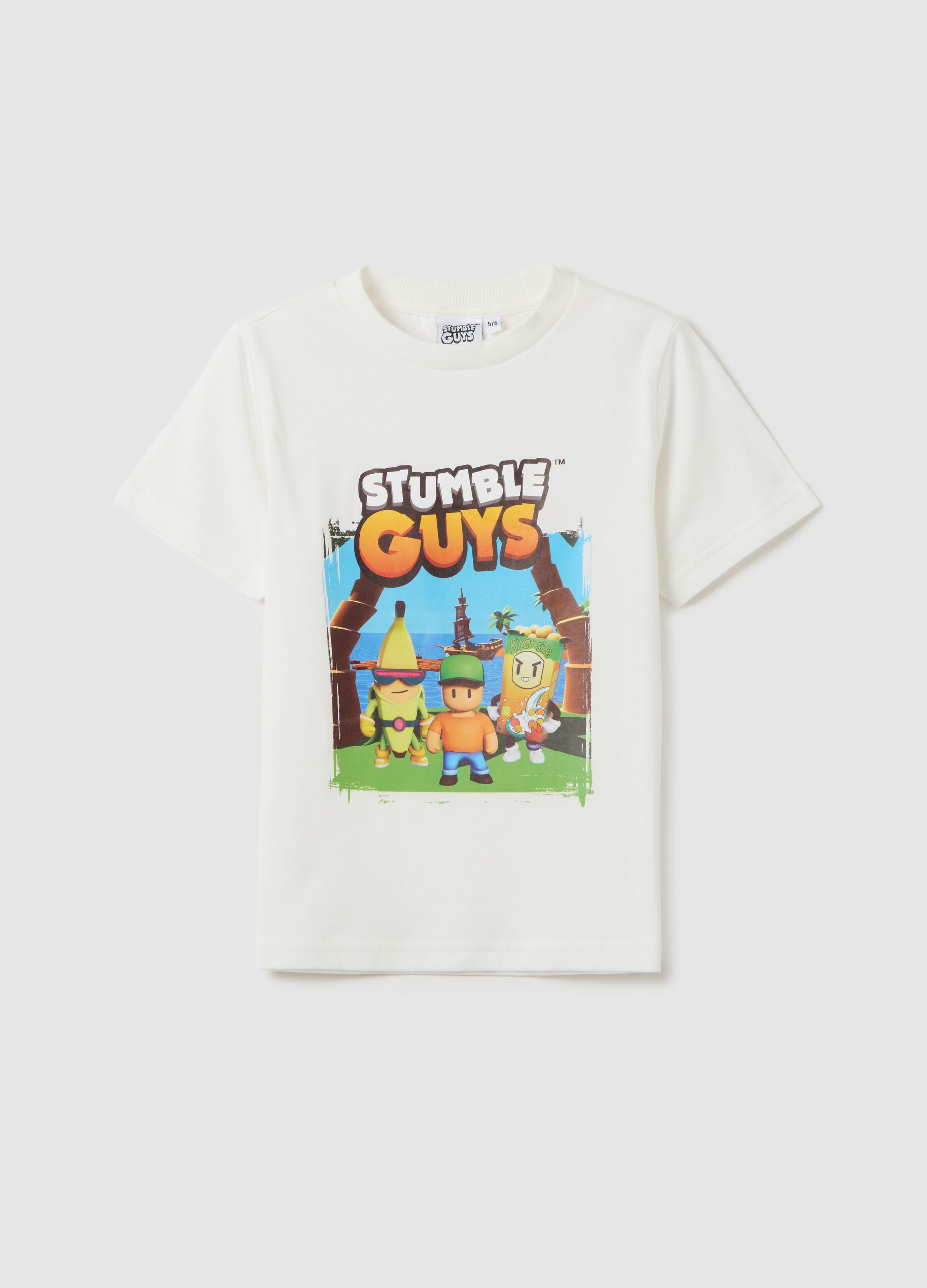 White regular fit pure cotton children's t-shirt with print
