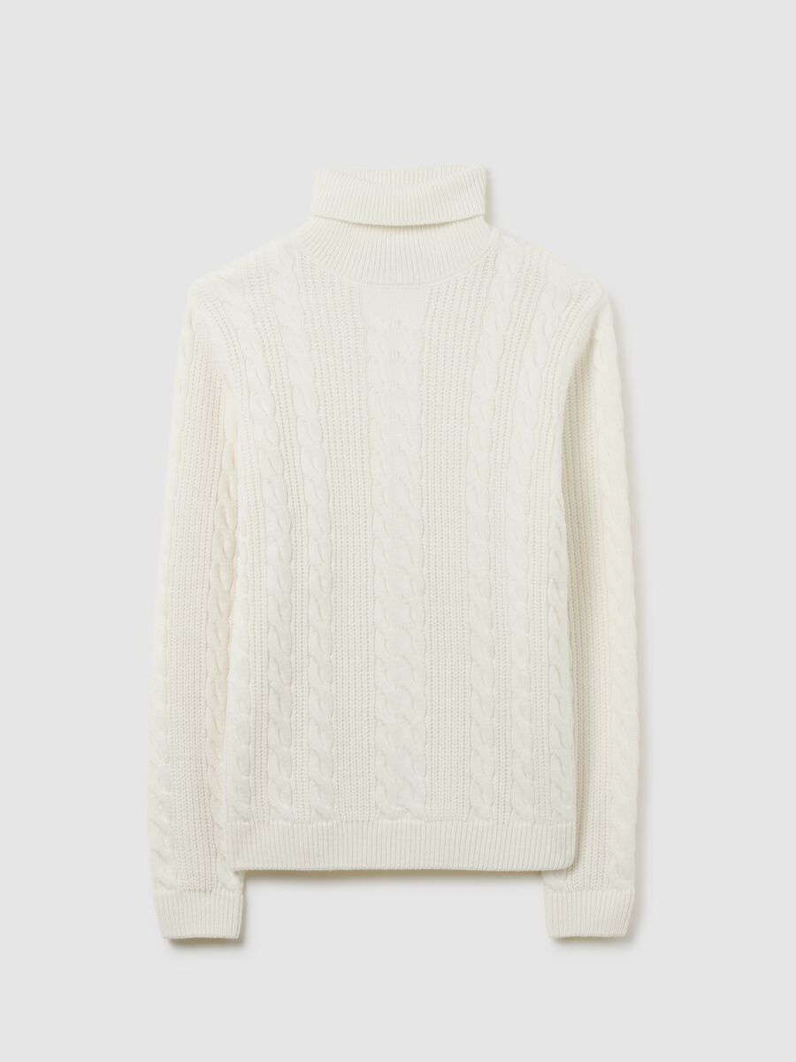 White turtleneck jumper regular fit with jacquard pattern_5